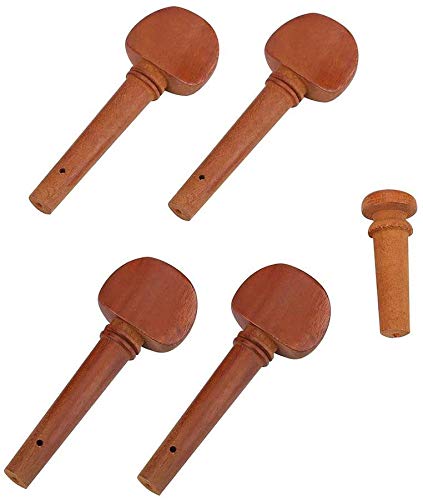 Jiayouy 13Pcs 4/4-3/4 Violin Accessories Kit Violin Tailpiece With Metal Fine Tuner 4 Tuning Pegs Endpin Chin Rest Tail Gut Replacement Parts Jujube Wood #TOP4