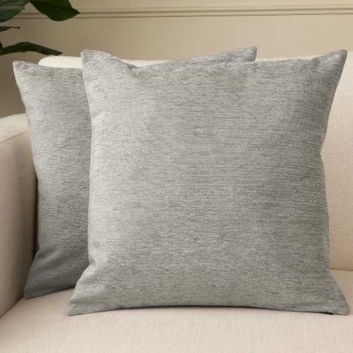 Encasa XO Chenille Throw Pillow Covers, No Inserts 60x60 cm Silver