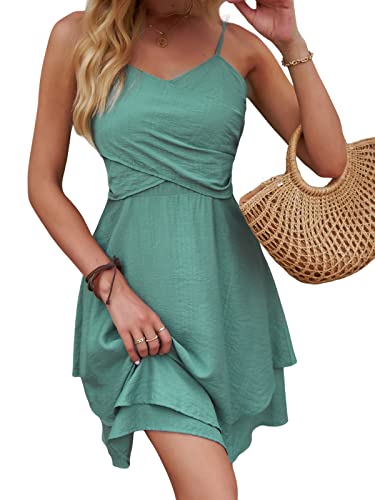 CUPSHE Damen Sommerkleid V Ausschnitt Crossover Wickel Spaghetti...