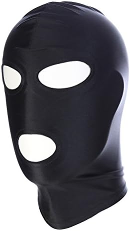 TINKSKY Elastic Black Breathable Open Eyes Open Mouth Face Cover Blindfold Mask Cosplay Costume Hood Unisex Headgear - Size M