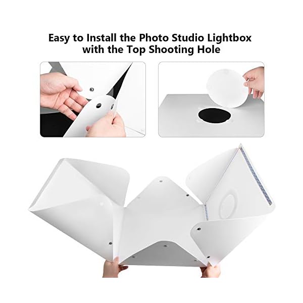 Tragbare Fotostudio-Lichtbox mit Lichtern für Lebensmittelfotografie, Aureday Mini-Fotobox und Blitzlichtbox mit 6… – Bild 4