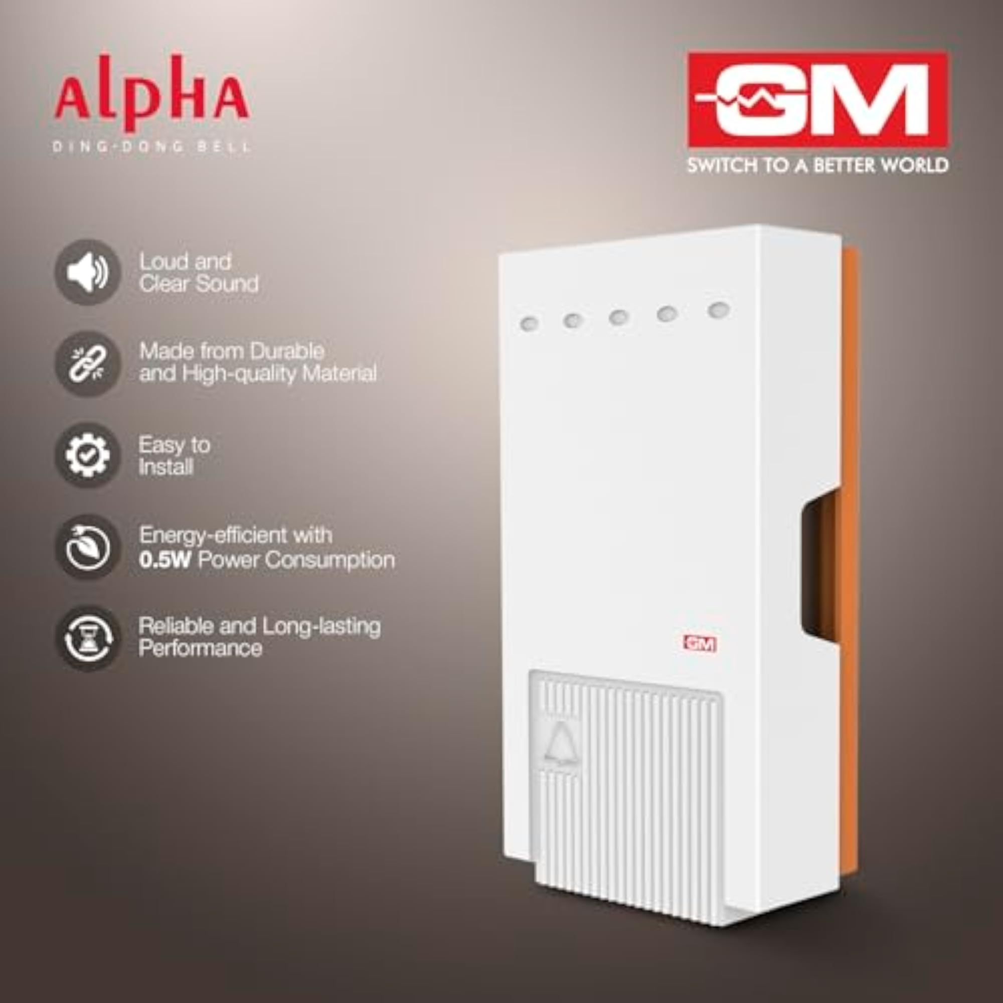 Alpha Ring Doorbell, Wall-Mounted Ding Dong Bell