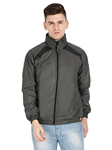 Image of OJASS Men OJASS Jacket for Men,Lightweight & Wind-Resistant with Reflective Bike Jacket for Man High Neck Relaxed Fit-Stylish Windbreaker for Outdoor & Biking Black With Grey