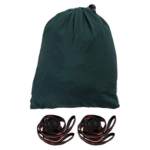 Hamaca de Doble Campamento portátil con Correas de árbol y Hebillas de Metal, Cama Colgante para Viajar, Caminatas y relajación al Aire Libre, Capacidad de 200 kg (Verde de Tinta Gris)