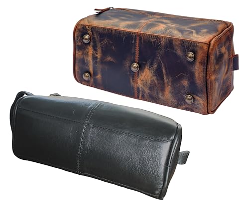 jaald Personalized Genuine Leather Toiletry Bag for Men - Dopp Kit Gift with Embossing Options, Ideal Birthday, Anniversary, Wedding, Father & Groomsmen Gift, Travel bag, Shaving bag - Thumbnail 7