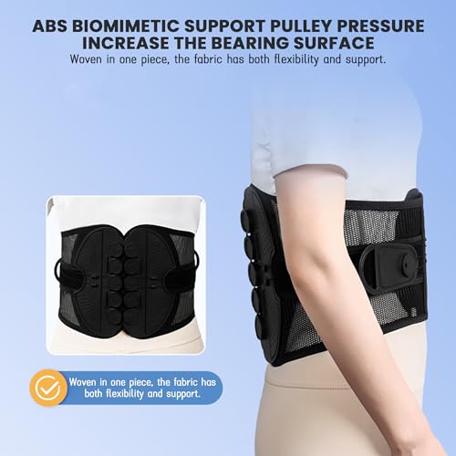 Sttlejura Dual-Pull Lower Back Brace - Adjustable Waistband With Pulley System & Breathable Mesh, Ergonomic 26° Curve Design For Decompression Support Posture Corrector Men Women(Xl) - 4