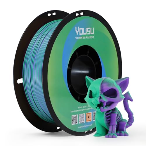 YOUSU Dual Color Matte PLA Filament Green&Purple, 1.75mm with +/- 0.03mm Tolerance 3D Printing Filament. Work with Most FDM 3D Printers, 1KG(2.2lb) Spool.