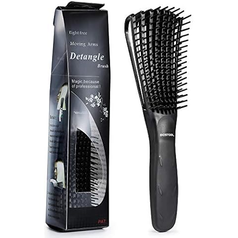 BESTOOL Detangling Brush for Black Natural Hair, Detangler Brush for Natural Black Hair Curly Hair Afro 3/4abc Texture, Faster and Easier Detangle Wet or Dry Hair with No Pain (Black) Cover