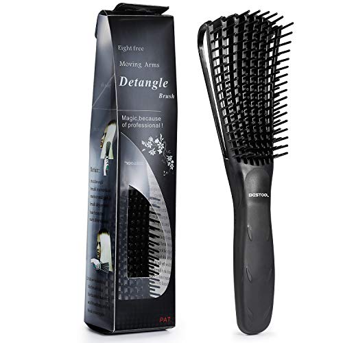 BESTOOL Detangling Brush for Black Natural Hair, Detangler Brush for Natural Black Hair Curly Hair Afro 3/4abc Texture, Faster n Easier Detangle Wet or Dry Hair with No Pain (Black)