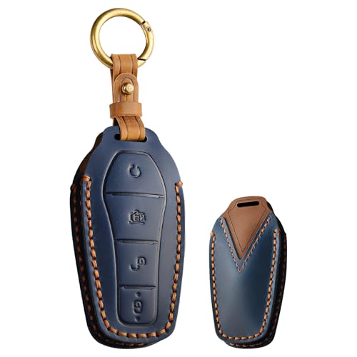 Coque de clé en cuir pour BYD Han Ev et Tang Dm avec élégant porte-clés en protection chic