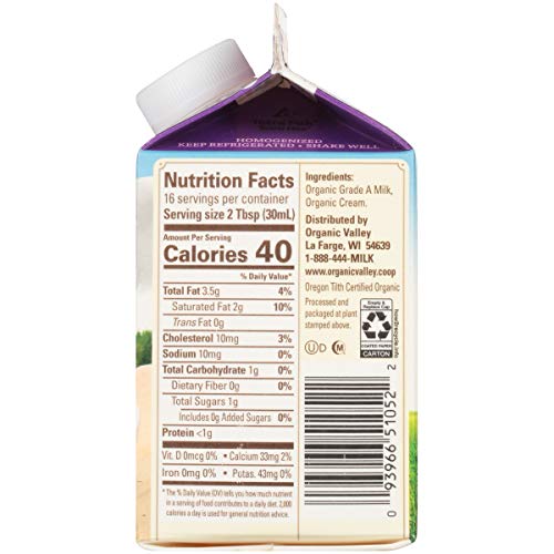 Organic Valley Half & Half, 16 Fl Oz #TOP1