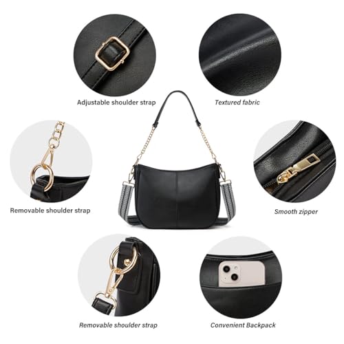 Image of Hobo Crossbody Bags for Women Trendy Shoulder Purses PU Retro Handbag with 2 Types Shoulder Straps