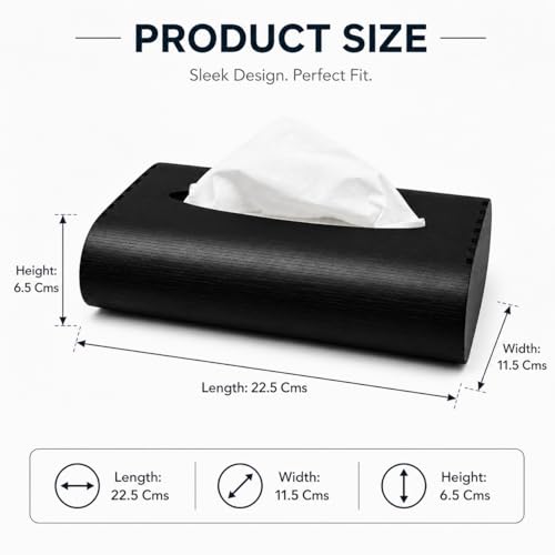 Image of Zesta Wooden Tissue Holder Dining Table Decor | Napkin Stand Kitchen Countertop | Paper Dispenser Case Car Interior | Decorative Wooden Artifact Home Accessory Organizer (Black)