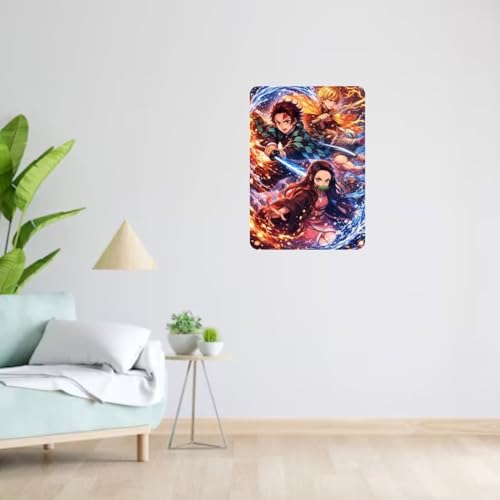 Image of Zesta Bathroom Decor Items Washroom Decor Tin Sign | Aesthetic Posters Wall Poster for Bedroom | Magnetic Cafe Decoration Items / Restaurant Decorations Items | Quirky Home Decor Bar Accent (Demon Slayer(4))