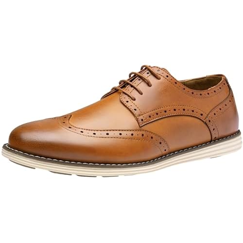 Vostey Mens Casual Dress Shoes Wingtip Plain Business Dress Shoes for Men