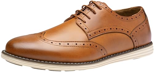 Vostey Mens Dress Shoes Casual Wingtip Oxford Shoes 617A Brown 08