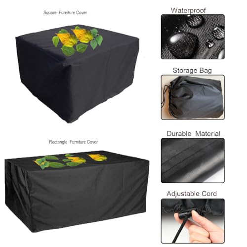 J&C Patio Table Cover 420D Square/Rectangle Furniture Covers/Table Cover Waterproof UV Resistant Furniture Sets Protection Cover for Outdoor Garden Furniture Set (76x76x29in)