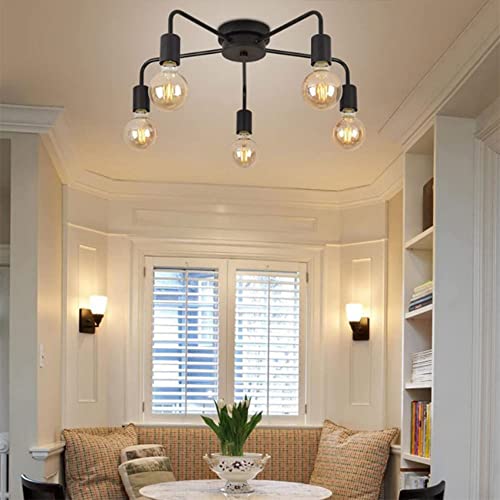 SXSGSM Plafonniers Semi-encastrés à 5 lumières, luminaires de Cuisine Solides, Montage au Plafond, Lustre Moderne Facile à Assembler avec Base d'ampoule E27 pour Le Salon de la Chambre The New