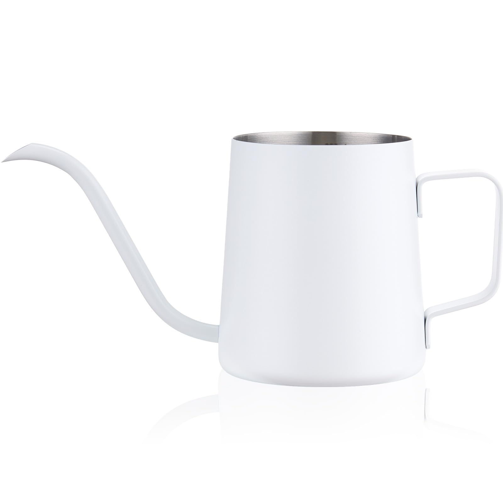 Doseno White Watering Can, Metal Design for Indoor Plants, 12oz Long Spout
