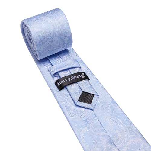 Image of Barry.Wang Men Ties Paisley Woven Silk Necktie Set with Pocket Suqare Cufflinks Formal