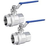 2Pc 304 Stainless Steel Ball Valve, NPT Female Full Port Ball Valves with Heavy Duty Blue Vinyl Insulation Handle (2, 2 Inch)