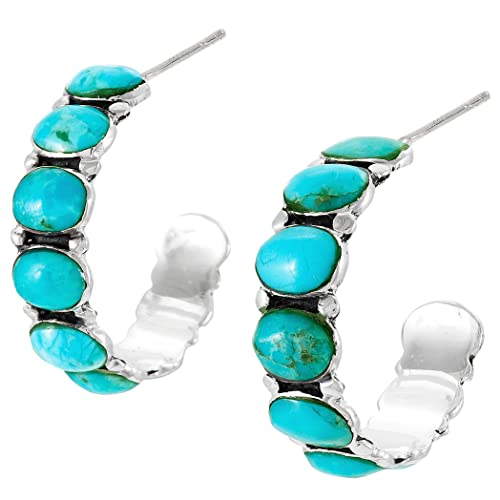 Turquoise Earrings 925 Sterling Silver & Genuine Gemstones (Select style)