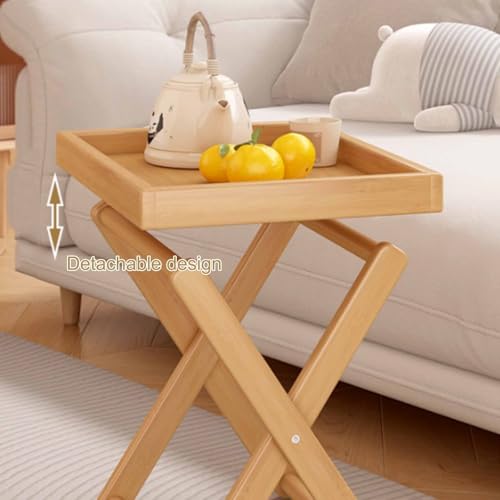 Table d'appoint pliante en bambou structure en X ultra stable - 4