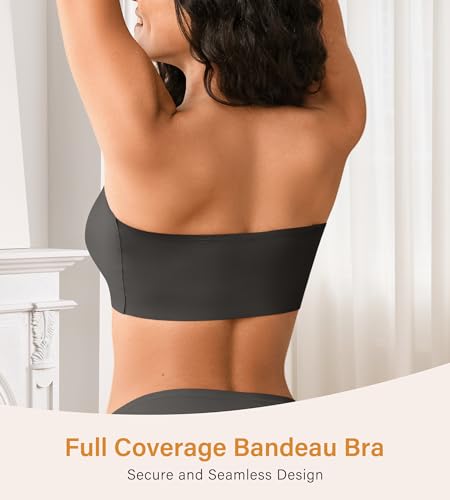 Image of DEANGELMON Strapless Bras for Women Non-Slip Silicone Bandeau Seamless Tube Top Bralette Comfy Non Padded Stretchy Stylish