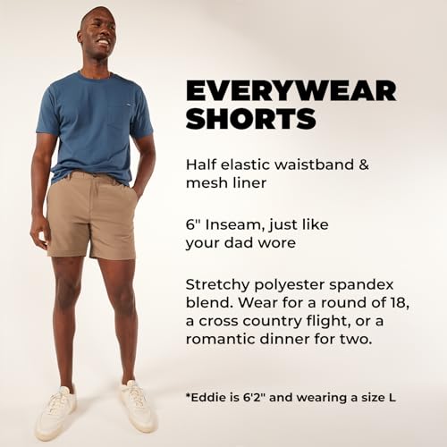 Image of Chubbies Everywear Men's Shorts - Mens Shorts Casual 6in Inseam, Elastic Waist, Water-Resistant, Zipper Pocket