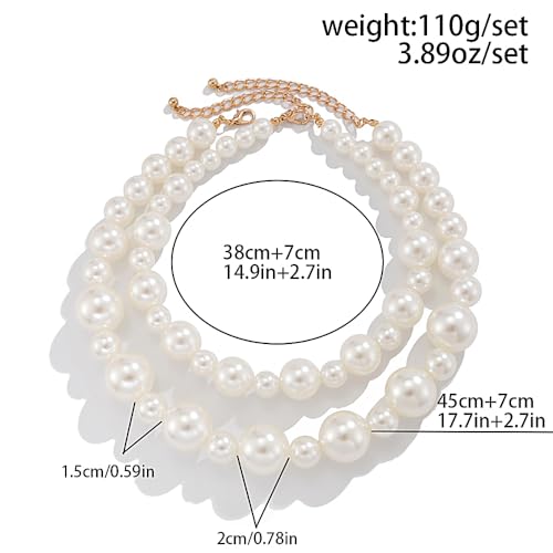 Retro Layered Large Pearl Choker Necklace Exaggerated Big Pearl Necklaces for Women Chunky Pearl Statement Bride Wedding Jewelry Gifts3