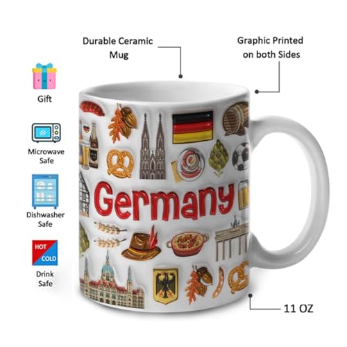 Taza de cerámica Lotacy Germany símbolos coloridos 11oz miniatura 3