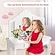FANTASK 2 in 1 Kinderschminktisch, Holzschminktisch mit 3-Fach abnehmbarem Spiegel & Schublade, Prinzessinnentisch mit Hocker in weiß, Kosmetiktisch für Mädchen 70x34x103cm