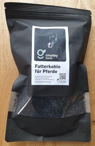 Charley Futterkohle für Pferde - 1L Probepackung Premium Futterkohle für eine gesunde Verdauung, zur Vorbeugung und als natürliche Sofort-Hilfe bei Koliken und Kotwasser