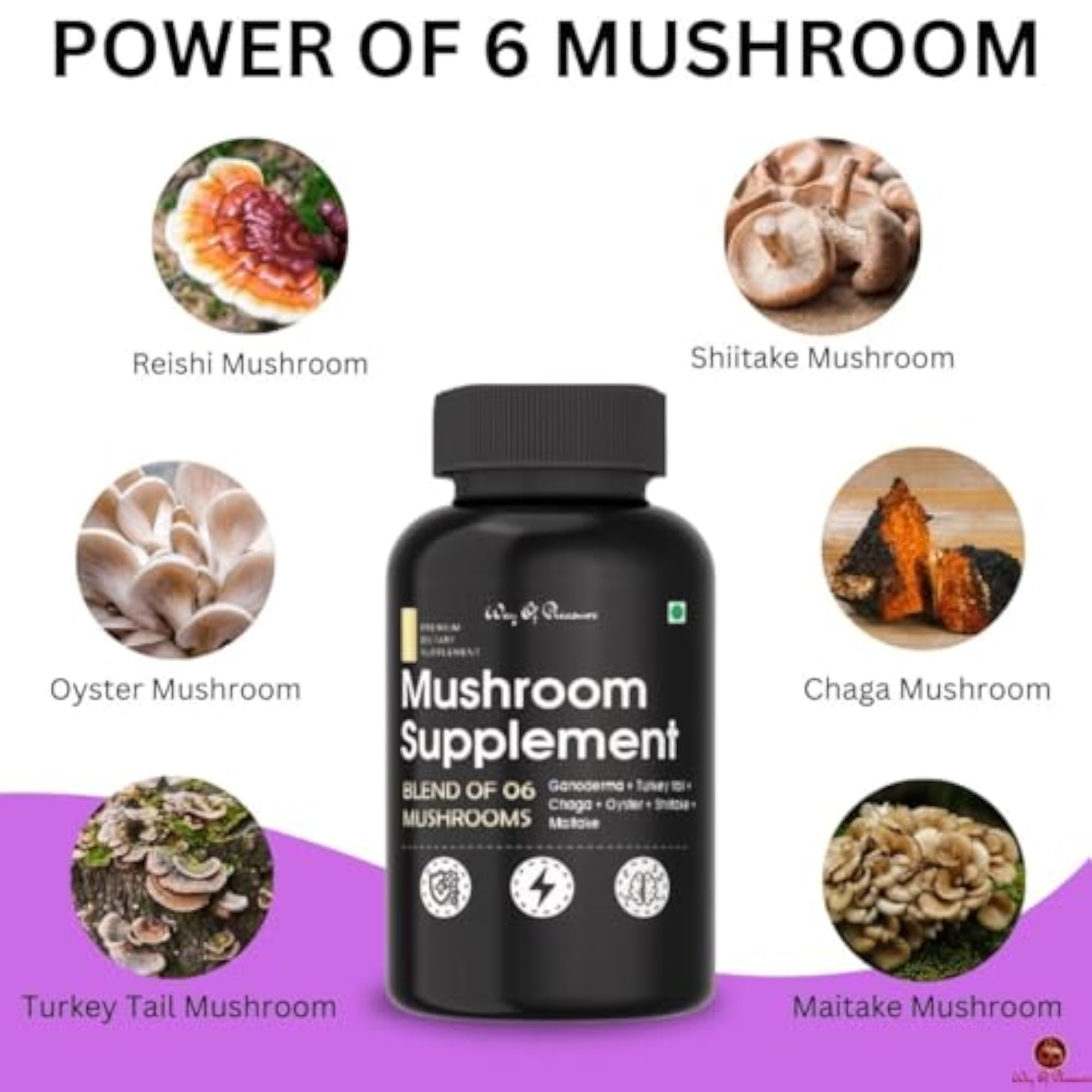 Mushroom Complex Capsules for Immunity, Energy, and Brain Function