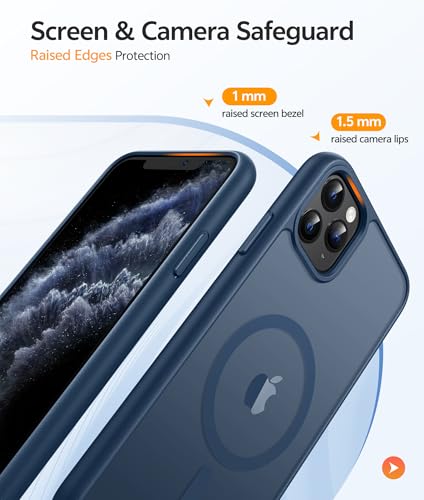 Image of FNTCASE for iPhone 11 Pro Case: [Compatible with Magsafe] Translucent Matte Magnetic Phone Cover - Military Grade Drop Protection Shockproof Protective for iPhone 11Pro 2019 Cases - Blue