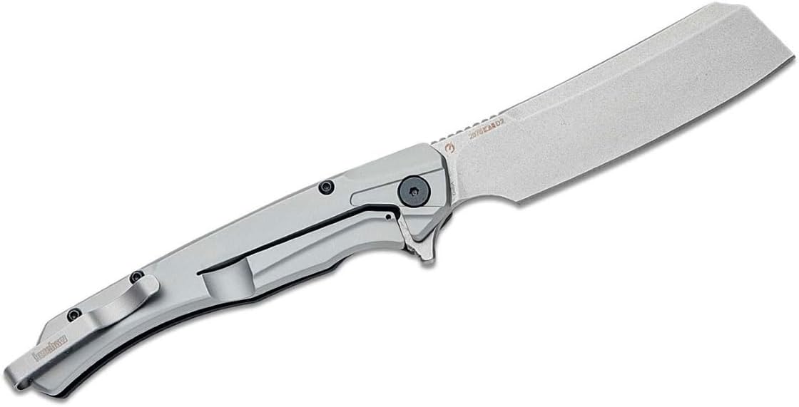 Kershaw Strata Cleaver Pocket Knife, Black, 4 Inch High-Carbon Steel Cleaver Blade, EDC with Manual Opening, Deep-Carry Pocketclip, Everyday Carry Pocket Knife for Men and Women