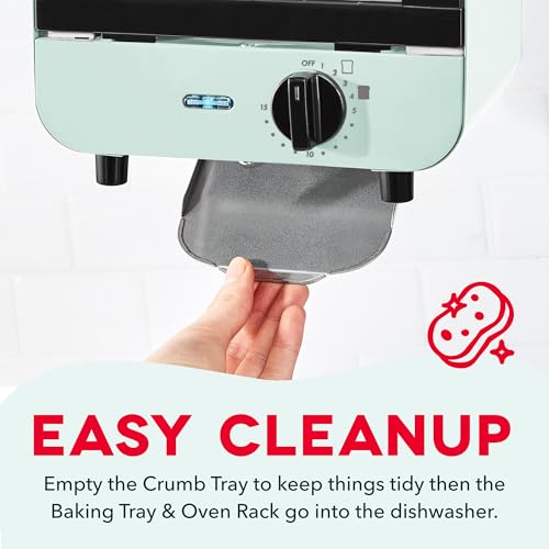 Dash Mini Toaster Oven - Sleek & Stylish - For Creative Homemade Treats - Compact, Space-Saving Design - adjustable temperature dial - Removable Baking Tray - Aqua by DASH - Image 6