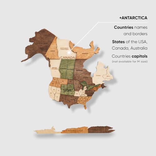 Image of Enjoy The Wood 3D Wooden World Map Wall Art (Nature, 2XL, Unframed) | Large Travel Map with Pins for Art Decor, Decorative Map of the World for Home, Office Travel Wall Art Housewarming Gift Idea