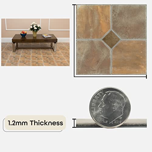 Image of Nexus Self Adhesive 12-Inch Vinyl Floor Tiles, 20 Tiles - 12 inch x 12 inch, Rustic Slate Pattern - Peel & Stick, DIY Flooring for Kitchen, Dining Room, Bedrooms & Bathrooms by Achim Home Decor