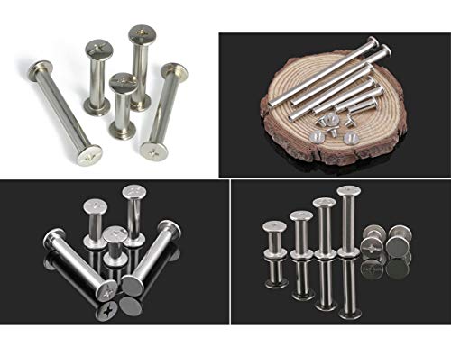 Lby 160Pcs Phillips Chicago Screws Binding Screw Posts,M5 X 10/15 /20/25 /30/35/40/45Mm Book Screws,Binding Barrels And Screws Assortment Kit, For Leather Saddles Purses Belt Repair,Nickel-Plated #TOP3