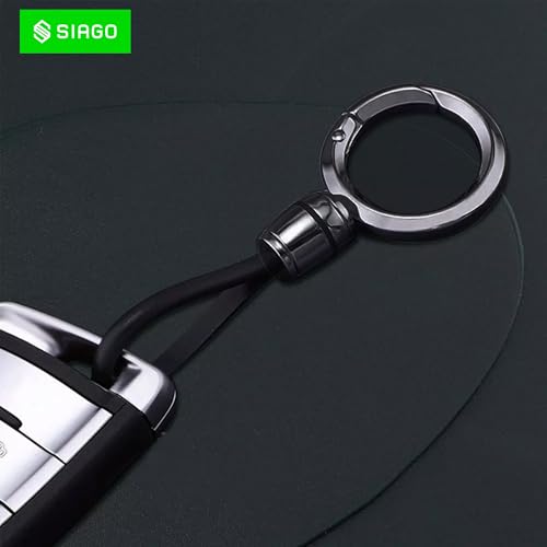 Image of SIAGO TPU Key Cover and Round Key Chain Compatible with Kia 3 Button Flip Key (Black )