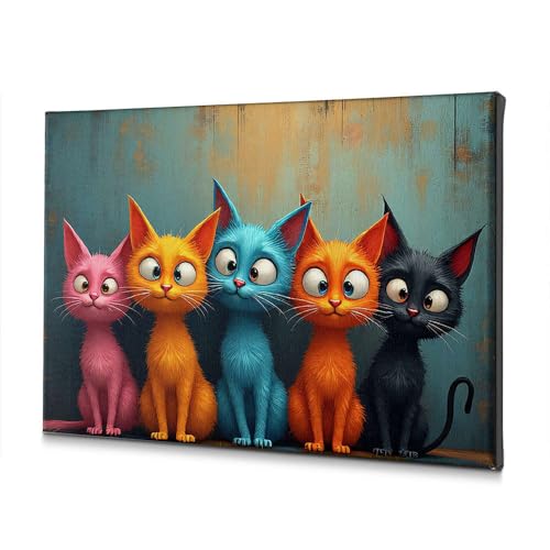 Toile chats colorés 40x60 cm tableau décoration chambre