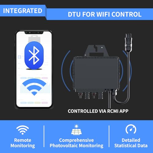 RC Mikro-Netzgebundener-Wechselrichter, 800W, Intelligenter Solar-Wechselrichter, Integriertes WiFi, Für Balkon-Kraftwerke geeignet, MPPT-Effizienz 99,8%, 0% Mehrwertsteuer