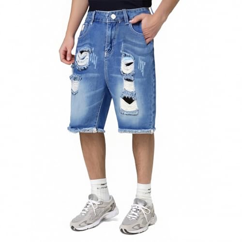 Men's Distressed Ripped Denim Jeans Slim Fit Stretch Comfortable Casual Straight Leg Fashion Pants for Daily Wear2