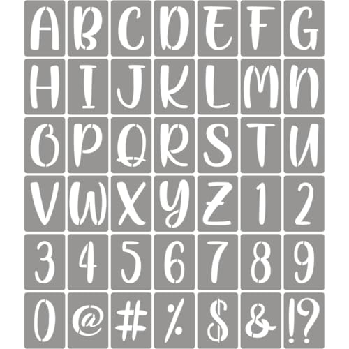XANGEY 3 Inch Letter Stencils for Painting - 42 Pack Alphabet Letter Number Templates with Signs Reusable Plastic Alphabet Stencils for Chalkboard Fabric Rock Wood Crafts Painting