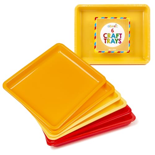 abeec 6-Piece Stackable Art Storage Organizer | Multi-Colour Craft Tray Set | Durable Wipe-Clean Plastic Trays for Kids Activities | Sensory Play & Messy Crafts | 22x28cm Sorting Containers