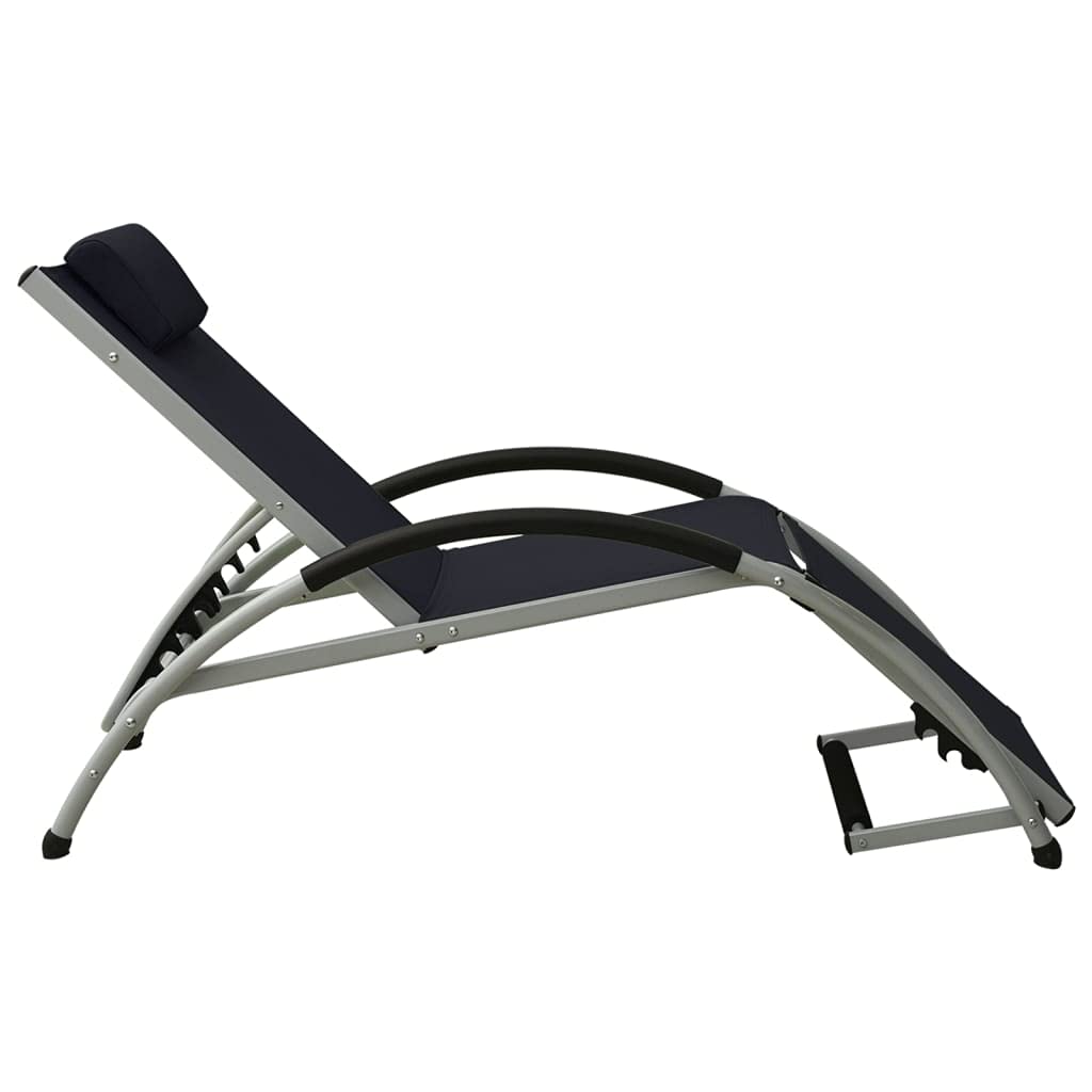 Leżak do opalania z poduszką, kolor czarny, regulowany i składany, odporny na warunki atmosferyczne stelaż aluminiowy, ergonomiczny leżak ogrodowy na balkon, taras i basen do relaksu