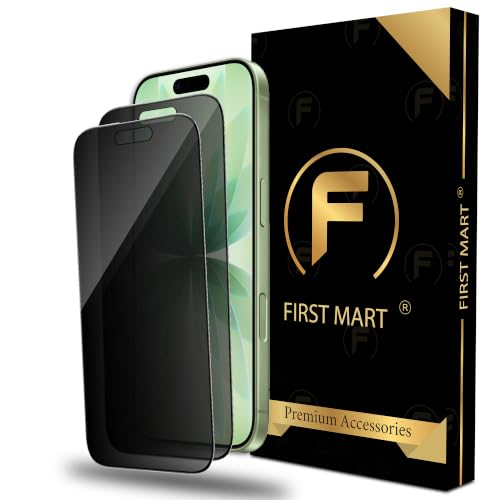 Image of FIRST MART Privacy Tempered Glass for iPhone 17 & iPhone 16 Pro, 2 Pack | Anti-Spy 9H Screen Protector, Edge-to-Edge, Case-Friendly, Scratch Resistant, Bubble-Free