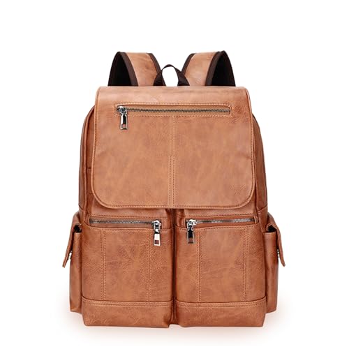 Laptop Large Leather Backpack for Women Man Teather Business Travel Work College Computer Backpack Brown