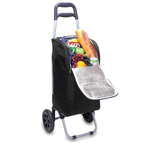 ONIVA - a Picnic Time Brand Insulated Cart Cooler with Wheeled Trolley, Black